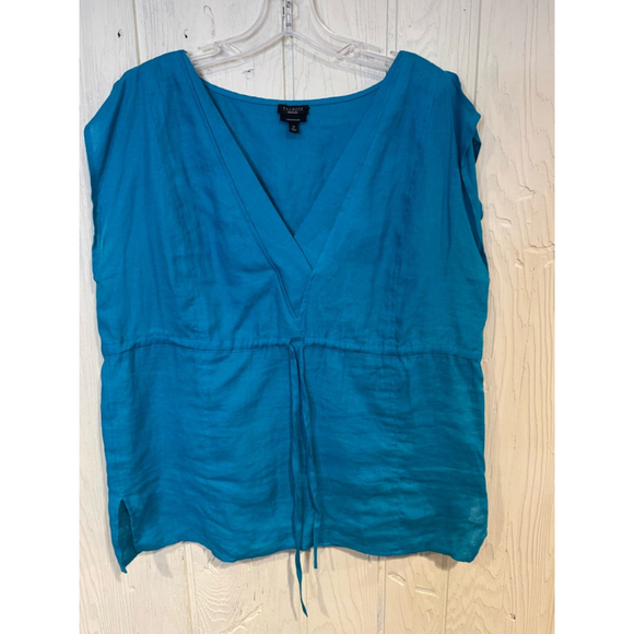Talbots Linen Top Size 12 Blue - Picture 1 of 8